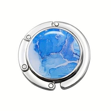 Imagem de Gancho de bolsa dobrável, coleção de cabides de mesa, ganchos dobráveis para mesa e mesa, ganchos de mesa para bolsa, suporte de bolsa (azul)