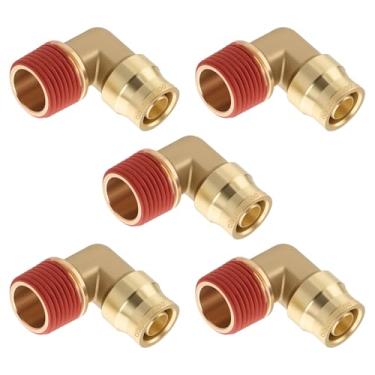 Imagem de HASAOMOI 5 peças de tubo de 1/5.1 cm OD x 1/5.1 cm NPT Conexões de conexão de rosca latão 90 graus União Cotovelo aprovado DOT, kit de suspensão a ar adaptador de linha de ar para reboques de caminhão