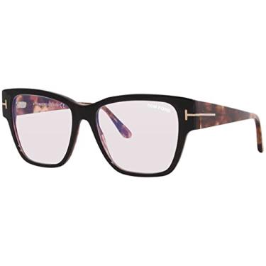 Imagem de Óculos Tom Ford FT 5745 -B 005 bicamada preta e rosa antigo Havana, "t" Lo, Bilayer preto/rosa antigo Havana/logotipo dourado/bloco azul -005, 54