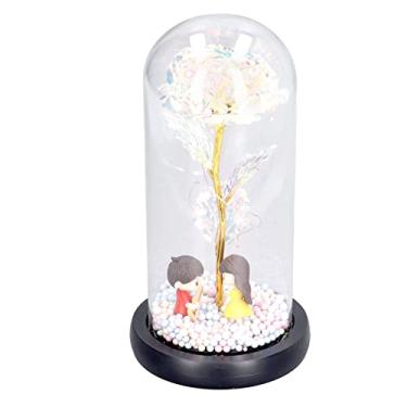 Imagem de aqxreight Luz Noturna de Vidro LED Romântico Rose Night Lamp Colorido Dia Dos Namorados Rosa Flor Presente para Casamento é ótimo para a Esposa Em Forma de Vidro Noturno Rosa a The Playing Night