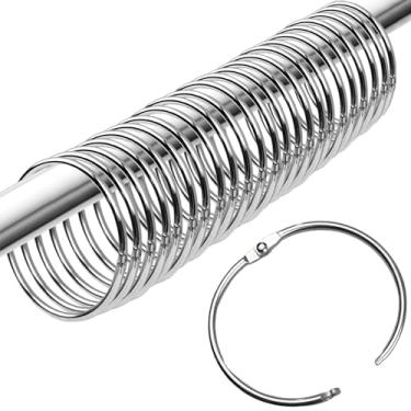 Imagem de Anéis de gancho de cortina de chuveiro, pacote com 24 anéis de cortina de chuveiro de metal resistente à ferrugem com deslizamento suave e fecho de pressão para varão de cortina de banheiro (prata)