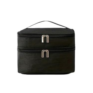 Imagem de Necessaire Viagem Bolsa Dupla Organizador Maquiagem Lisa Cor Preto