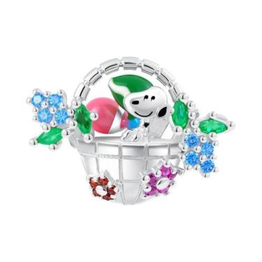 Imagem de Pingente Charm De Pirulito Arco-Íris Snoopy E Winnie the Pooh Em Prata