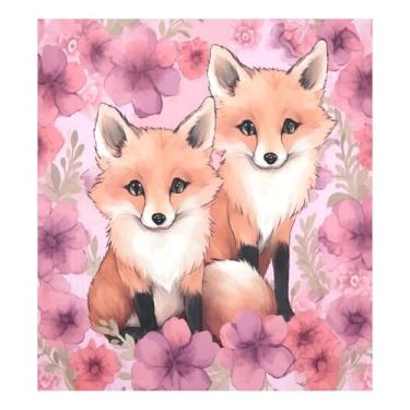 Imagem de JUZIHAI Capa de ímã de máquina de lavar louça Fox in Flowers 58 x 66 cm, decalque magnético decorativo para painel de lava-louças, adesivo de capa de aparelho de geladeira para decoração de cozinha e