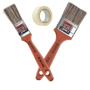 Imagem de Pincel Trincha 25mm Para Pintura Multiuso Profissional + Pincel Trincha 50mm + Fita Crepe 48mmx50m