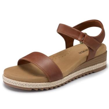 Imagem de SHIBEVER Sandálias femininas elegantes de cunha: espadrille verão casual plataforma suporte arco confortável sandália de caminhada para sapatos femininos, Marrom, 36