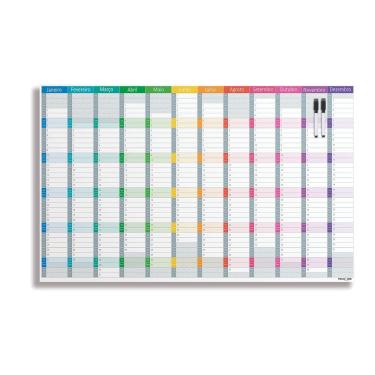 Imagem de Quadro Lousa Planner Planejamento Anual 50x80cm - 2 Canetas e Suporte de Fixação