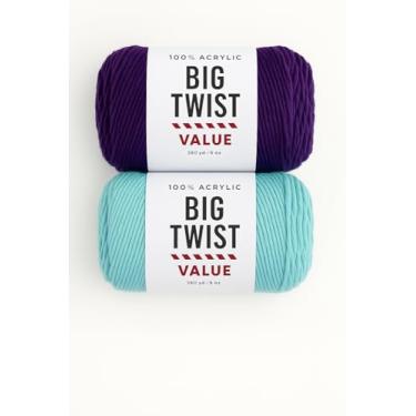 Imagem de Pacote com 2 fios Big Twist Value - Uva e Aqua, 100% acrílico, novelos de 170 g (380 m cada), 2 cores, 1 novelo cada.