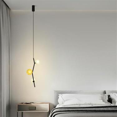 Imagem de OUFULA Lustre Moderno LED Moda Arte Sala de Estar Restaurante Quarto Villa Hotel Balcão Escadas Café Bar Lâmpada Pendente (H B 3 luzes)