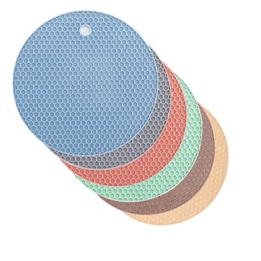 Imagem de Trivets de silicone para pratos quentes panelas e assadeiras suportes redondos calor abridor potes descanso colher conju
