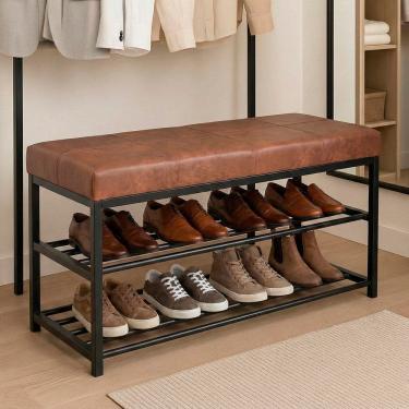 Imagem de Sapateira Calçadeira Puff Closet Zuri 85cm 02 Prateleiras New Dallas Whisky - Desk Design