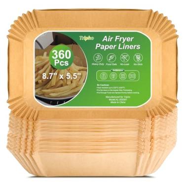 Imagem de 360 peças de forros de papel de pergaminho de 22 x 14 cm, não branqueados, resistentes, descartáveis, antiaderentes e sem vazamento, para cesta de airfryer, peças e acessórios para fritadeira