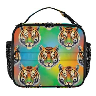 Imagem de Joisal Lancheira vibrante arco-íris Cartoon Tigers para mulheres, meninas, lancheira masculina e infantil, lancheira para trabalho, bolsa térmica para meninos