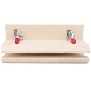 Imagem de Munefe ferramenta de costura braçadeira de mesa de madeira, costura à mão horizontal leathercraft, braçadeira de madeira costurada à mão para artesanato diy