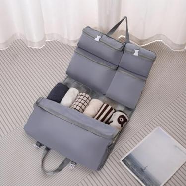 Imagem de Cubos de embalagem com 7 bolsos, organizadores de bagagem para acessórios de viagem, bolsa de roupas íntimas, bolsa de armazenamento multicamadas, cubo de embalagem suspenso, organizador de viagem