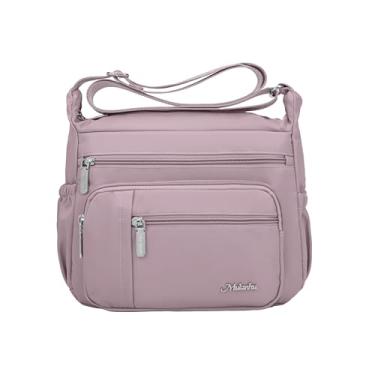Imagem de Wytidian Bolsas CrossbodyBags femininas de nylon à prova d'água Bolsas de ombro espaçosas com vários bolsos, Rosa claro, Medium, Bolsas transversais femininas