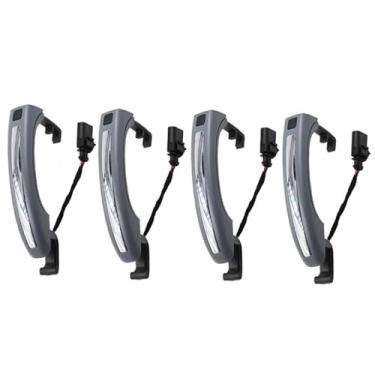 Imagem de Conjunto de 4 peças de acessórios de substituição para maçanetas externas de portas de carros com sensor inteligente, compatíveis com Q7 2007-2015: 4L0837205A, 4L0837205B e 4L0837207A.