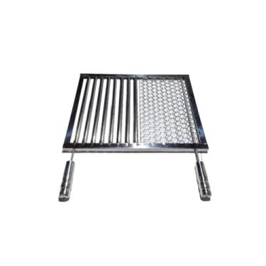 Imagem de Grelha Churrasqueira，AçO InoxidáVel，Com Uma AlçA，ReforçAdo para Maior Durabilidade，Adequado para Churrascos, Grelhar Carne e Assar Peixe(55x50)