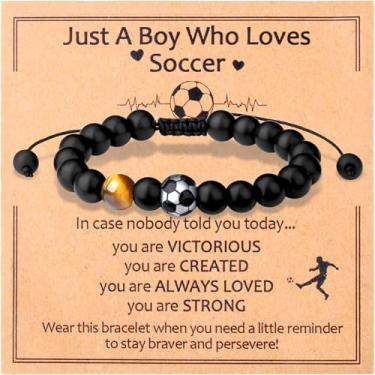 Imagem de NUKAYAI Pulseira de beisebol/futebol/basquete presentes para meninos, 5.5"-7.9", Pedra, Sem Pedra Preciosa