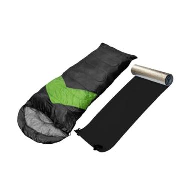 Imagem de Saco de Dormir,Camping,PortáTil e DobráVel，Completo com Bolsa de Armazenamento，a Faixa de Temperatura para RetençãO de Calor é de 5 a 12 Graus，Adequado para Acampar e Fazer Caminhadas(Preto e Verde)