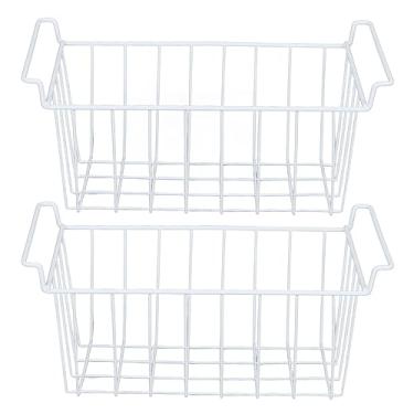 Imagem de Luqeeg Cestas de Freezer para Geladeira Doméstica, Caixas de Armazenamento de Fio à Prova de Ferrugem Com Alças, 2 Peças (C 47,5 cm X L 24,5 cm X A 20)