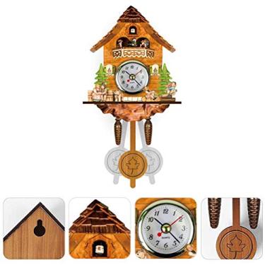 Imagem de RELÓGIO DE PAREDE DE MADEIRA ANTIGO CUCKOO BIRDHOUSE AUTO SWING SINO PÊNDULO DECORAÇÃO DE CASA ESTILO EUROPEU TRADICIONAL (CM002)