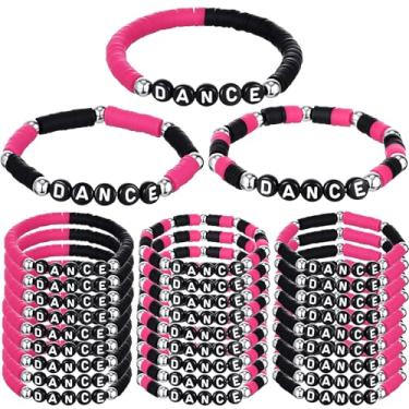 Imagem de Landical 30 pulseiras de dança a granel para mulheres, mercadorias para fãs, pulseiras da amizade Heishi para roupas de concerto, lembrancinhas de festa, presentes para fãs, meias de Natal (preto e