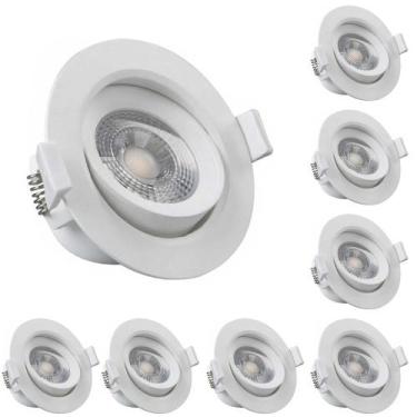 Imagem de Conjunto 8 Spot Led Redondo Embutir 3W Branco Frio 6500k Bivolt - Luz 
