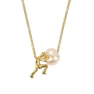 Imagem de Colar de sísifo para mulheres e homens, pingente de pérola, protetor grego, mito de Deus, inspirado na subida eterna usada perto do coração, joias religiosas inspiradoras presentes, Sem Pedra Preciosa