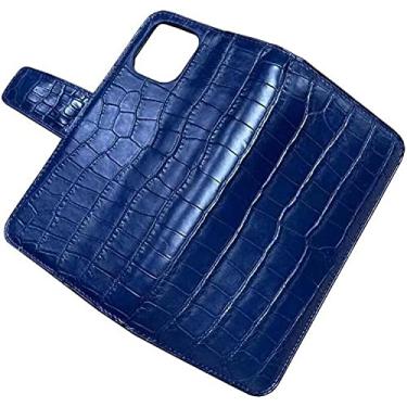 Imagem de EKESA Capa de telefone carteira de couro de crocodilo flip, para Apple iPhone 14 Case 6,1 polegadas 2022 Capa fólio magnética de negócios luxuosa [porta-cartão] (Cor: azul)