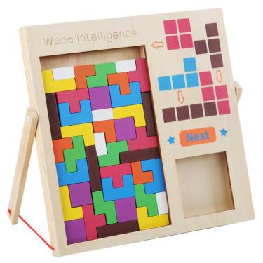 Imagem de Brinquedo educativo 3D Tetris Puzzle Blocks para crianças em madeira