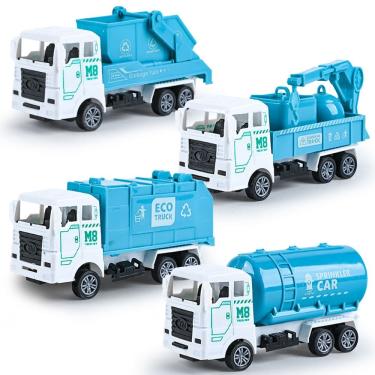 Imagem de Conjunto de brinquedos: escavadeira movida a fricção e caminhão de saneamento para crianças