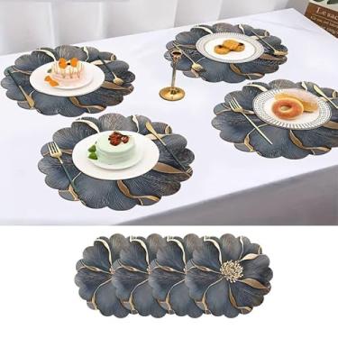 Imagem de Conjunto de 4 tapetes redondos laváveis de 35,5 cm para casa, cozinha, mesas de jantar e restaurantes, antiderrapante, fácil de limpar