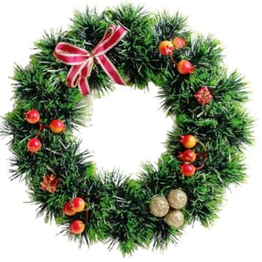 Imagem de Guirlanda de Natal Decorada 25cm com Luzes LED - Forma de Árvore e Papai Noel, Enfeite Natalino para Casa, Mesa e Ambientes Festivos