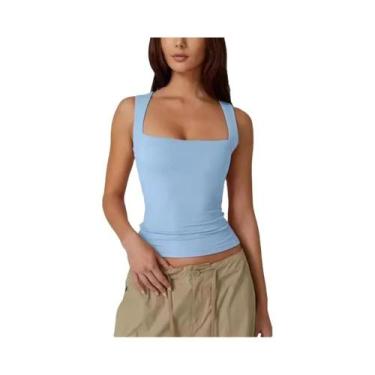 Imagem de Top Sem Mangas De Decote Quadrado Rosa Gótico Para Mulheres, Camiseta 