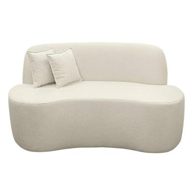 Imagem de Sofá Ondulado Orgânico Pequeno 2 Lugares Sala Bouclé Bouclé Off White