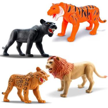 Imagem de 4 Unids Brinquedo Animal Realista Articulado Vinil Felinos - Silmar Br