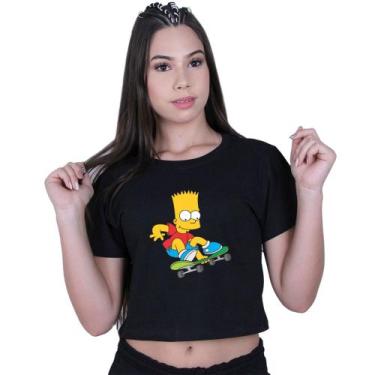 Imagem de Blusinha Cropped Algodão The Simpsons Bart Skate - Lafre, Preto, M