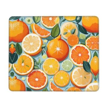Imagem de Tapete de rato com estampa de fruta cítrica, superfície macia e base de borracha, tapete de rato de tecido macio - uma peça