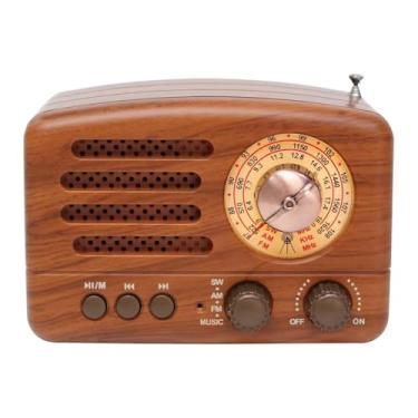 Imagem de BaotyJie Rádio portátil vintage com alto-falante retrô, AM/SM, 3 bandas, suporte para USB, cartão TF, AUX e MP3. Mini decoração para casa, escritório e