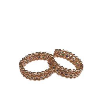 Imagem de Brinco Argola com Mini Zircônias Coloridas, Banho de Ouro 18K