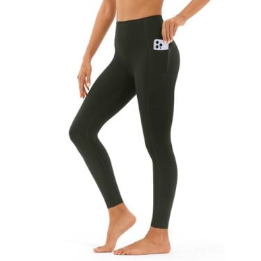 Imagem de Calça feminina de ioga com bolsos, leggings de cintura alta, confortável, leve e à prova de agachamento para uso casual fitness