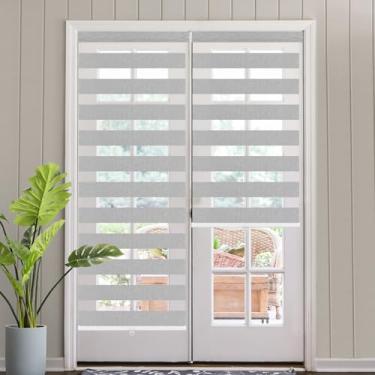 Imagem de SEEYE Persianas Zebra sem fio de tamanho personalizado para janelas, Persianas de rolo de bloqueio livre de 70% de sombreamento, persianas francesas para janela de porta com sanefa fácil de instalar