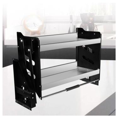 Imagem de ZDJZMGZ Organizador de armário de puxar para baixo – prateleira de puxar para baixo de armário de cozinha de 2 níveis, economia de espaço, armazenamento ideal para temperos para armário de cozinha