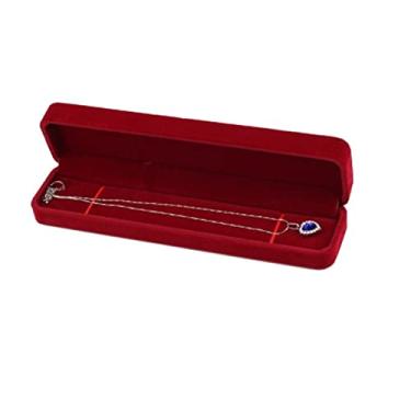 Imagem de Arrumação montada no armário incrível jujuba vermelha anel de casamento caixa de joias caixa de brinco pingente armazenamento pulseira organizador colar suporte de presente (tamanho: caixa de colar