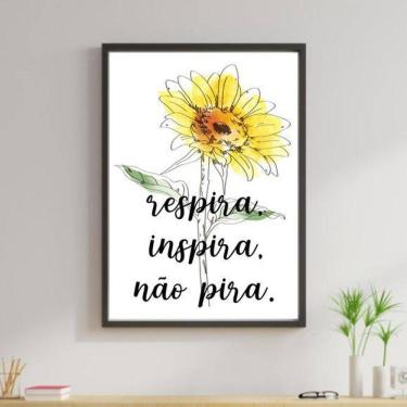 Imagem de Quadro Decorativo Girassol, Inspira, Respira, Não Pira 45X34