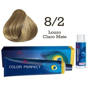 Imagem de Coloração Color Perfect 8.2 Louro Claro Mate Emulsão Oxi 30 Welloxon  