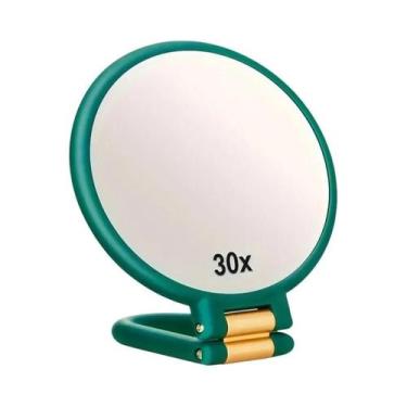 Imagem de Espelho De Maquiagem Portátil Com Moldura Dourada Preta, Ajustável 360