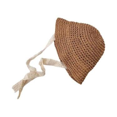 Imagem de Chapéu Panamá De Palha Para Meninas Com Laço De Renda, Boné De Praia P