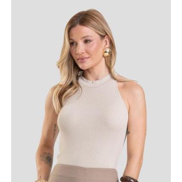 Imagem de Regata Feminina Em Tricot De Fio Modal Dianna Bege, GG, Bege